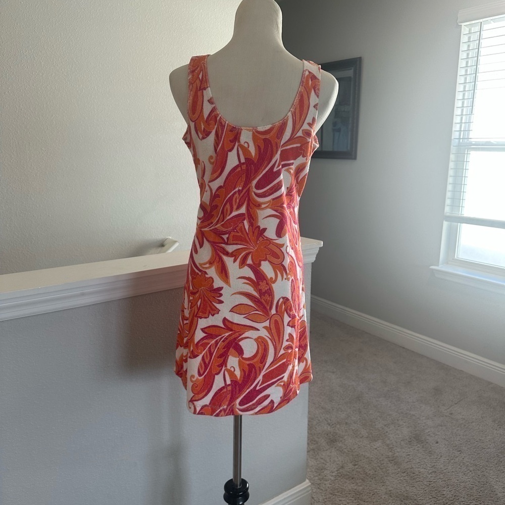 Boston Proper Terrycloth Dress Scoop Neck Tank Tropical Orange White Size XS - Picture 6 of 8
